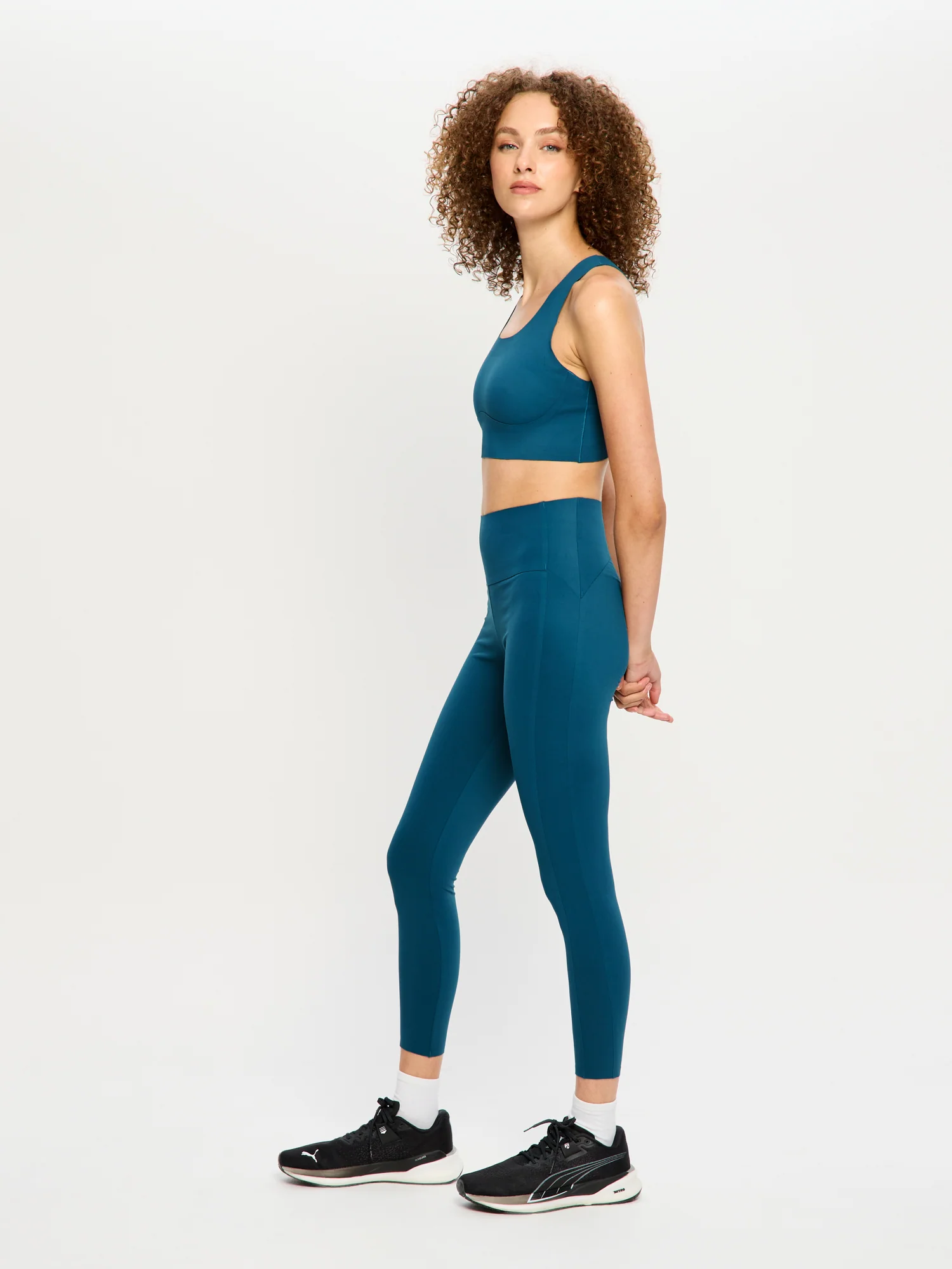 Full Length Bonded Panel Leggings Teale Blue - Image 2