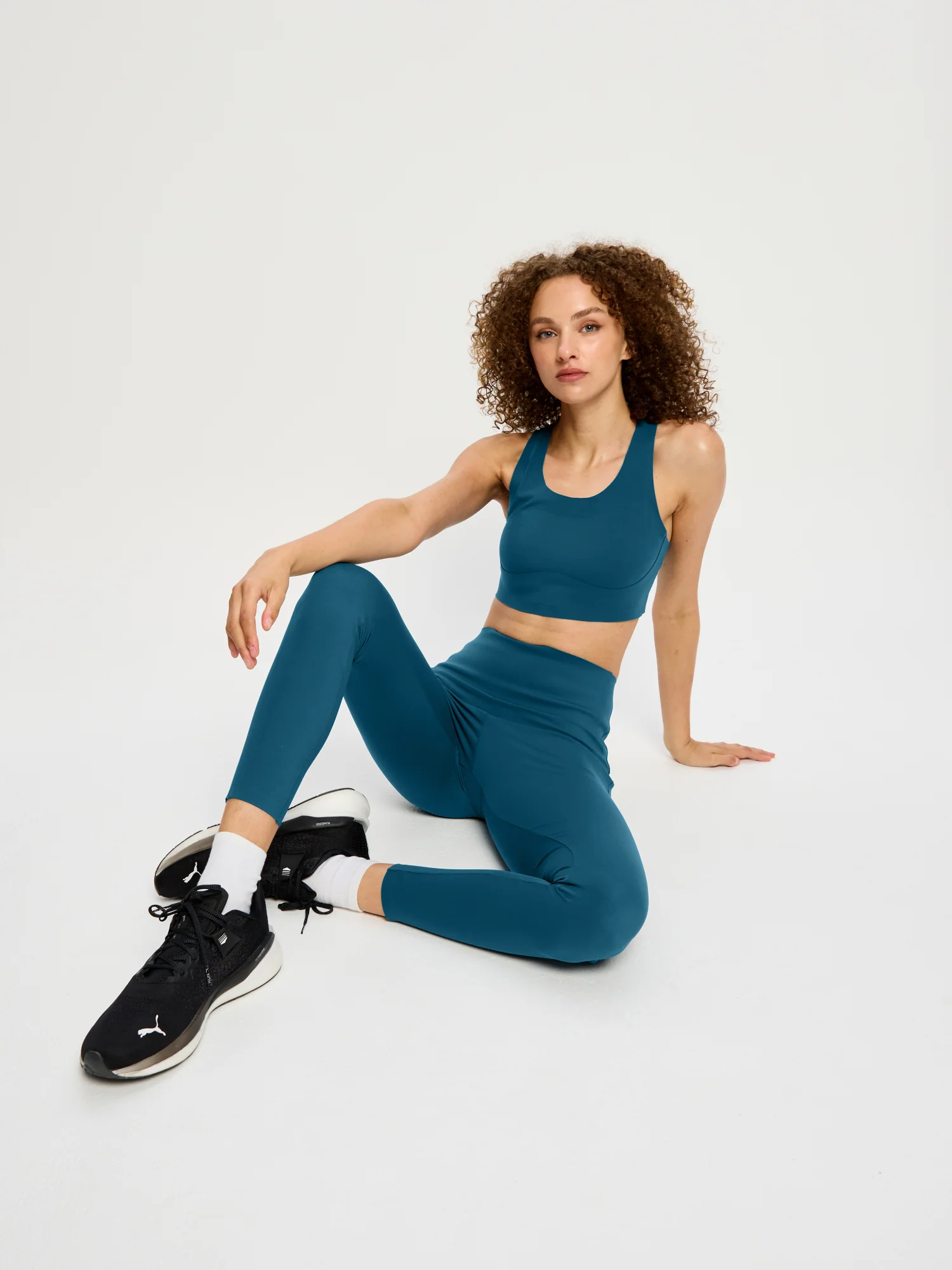 Full Length Bonded Panel Leggings Teale Blue - Image 5