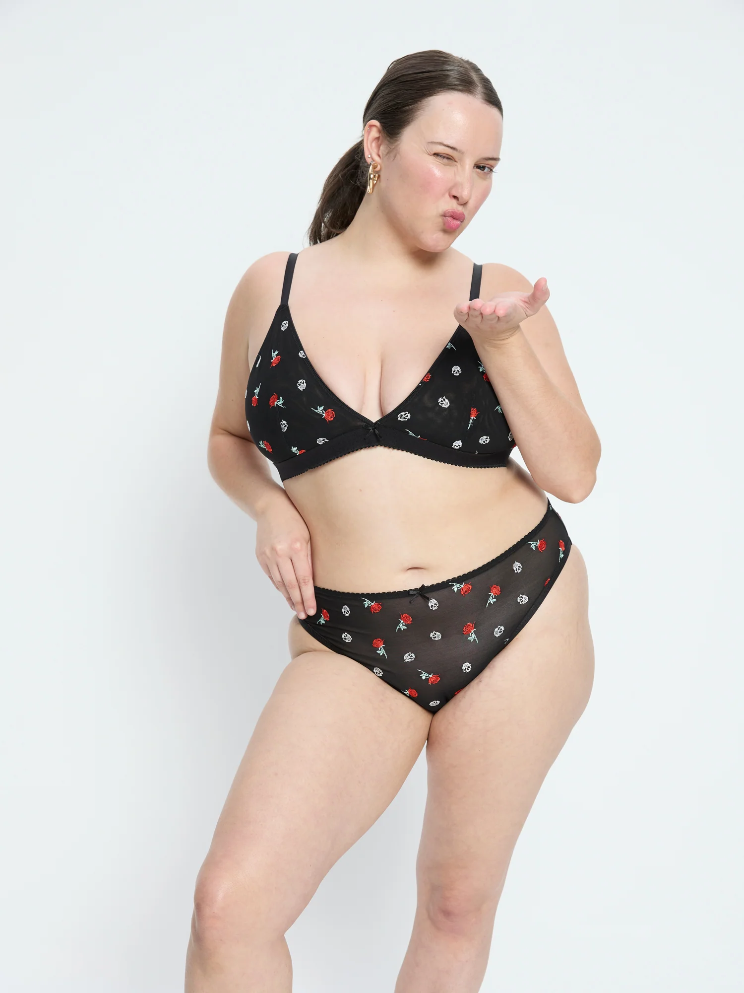 Intimates V Day Cheeky Brief Moisture Wicking Black Rose - Image 3