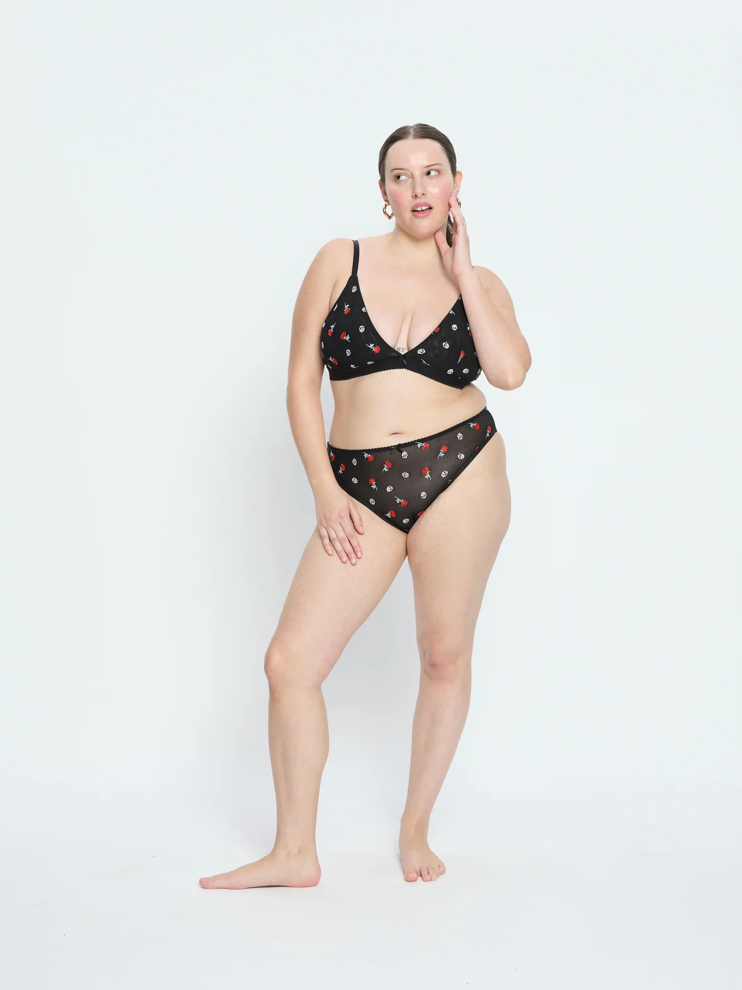 Intimates V Day Cheeky Brief Moisture Wicking Black Rose - Image 4