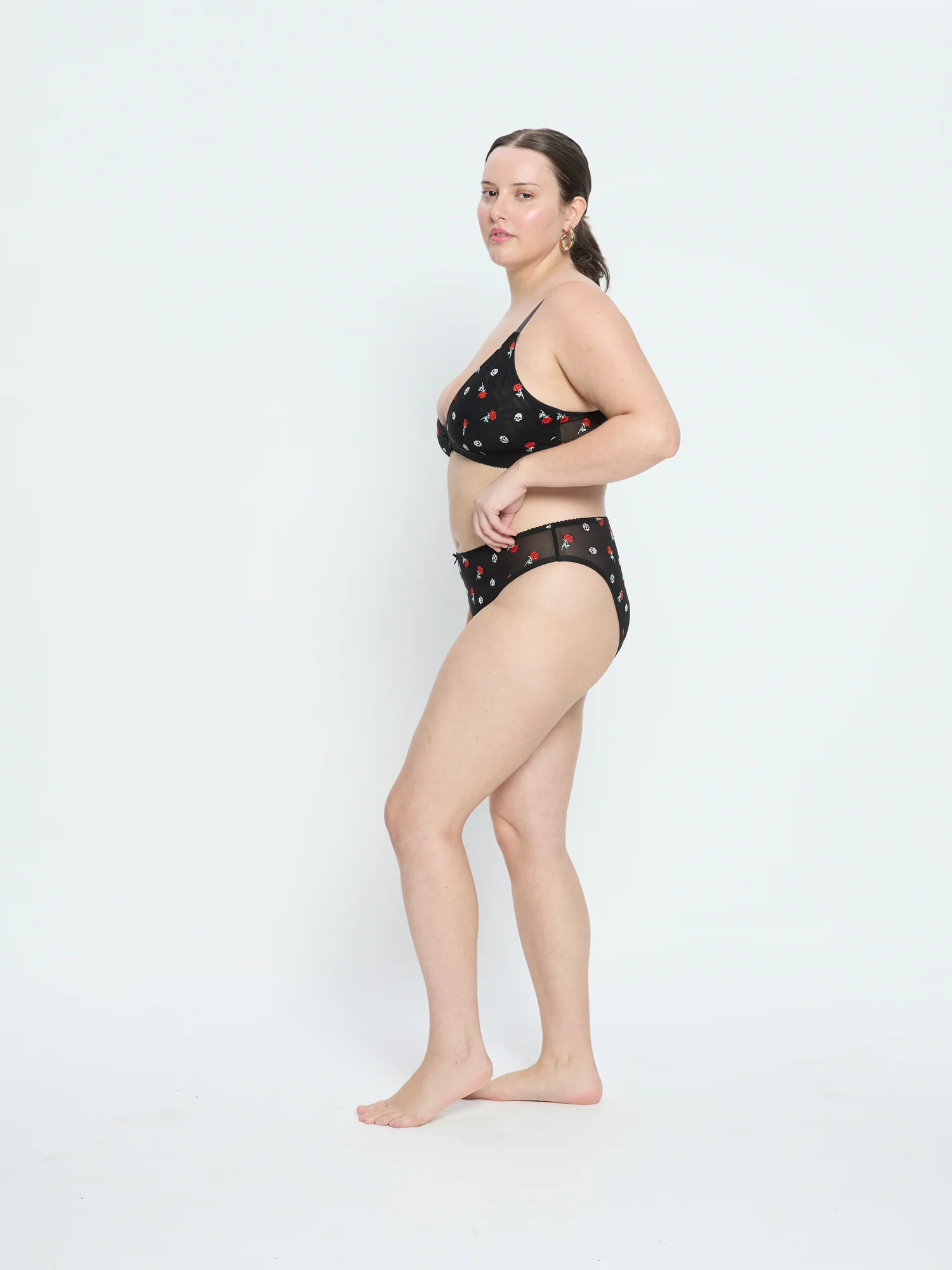 Intimates V Day Cheeky Brief Moisture Wicking Black Rose - Image 5