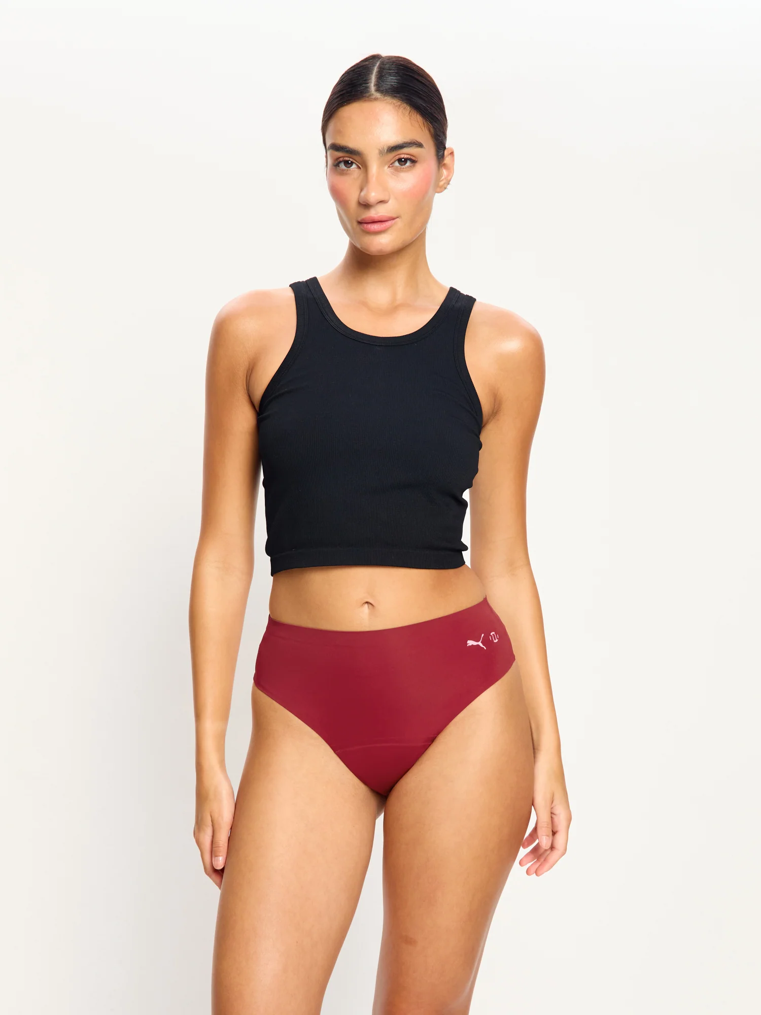 Puma X Modibodi Seamfree Active Hi Waist Cheeky Moderate Caramelised Red 3 Pack - Image 5