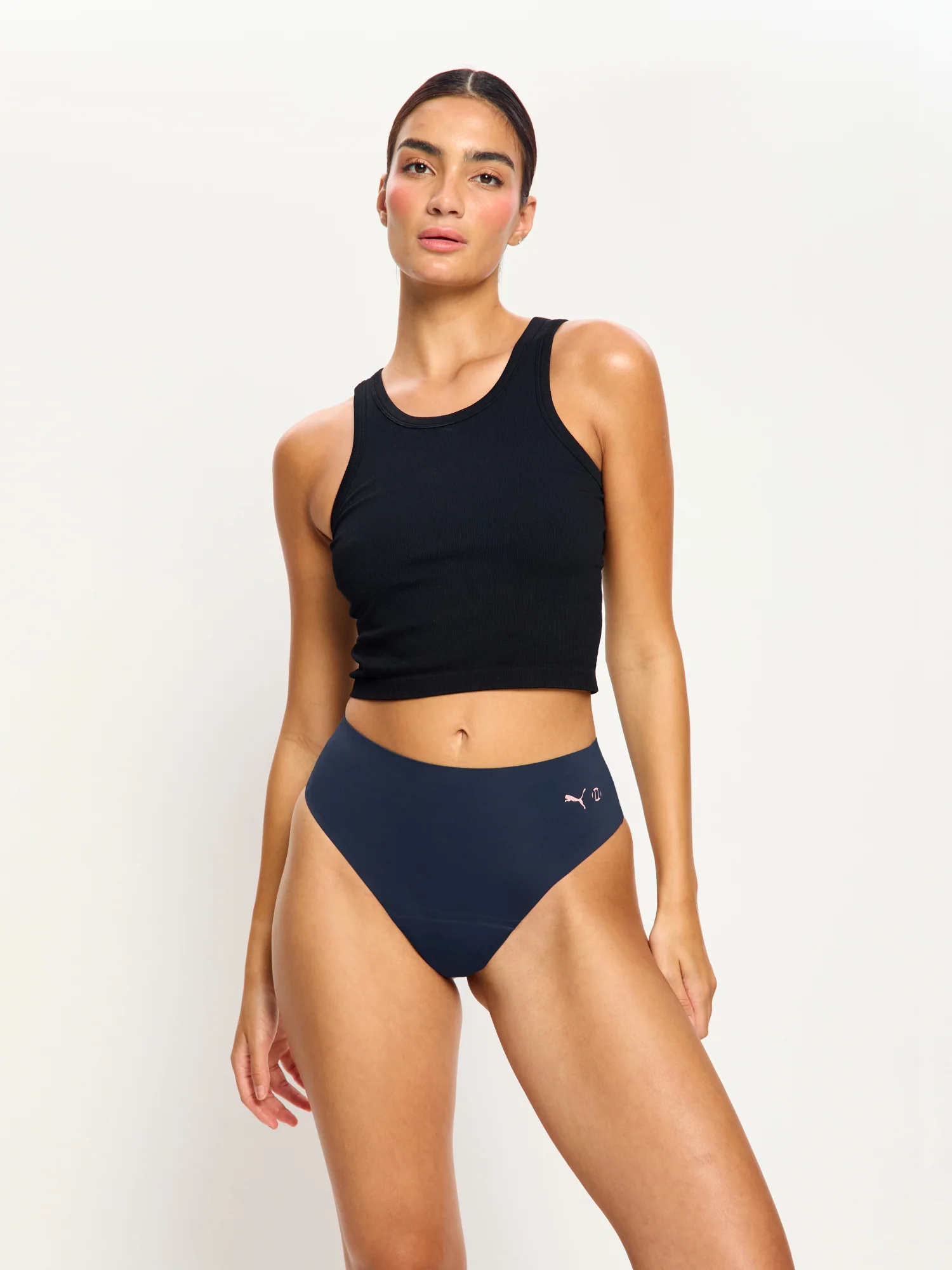 Puma X Modibodi Seamfree Active Hi Waist Cheeky Moderate Midnight - Image 3