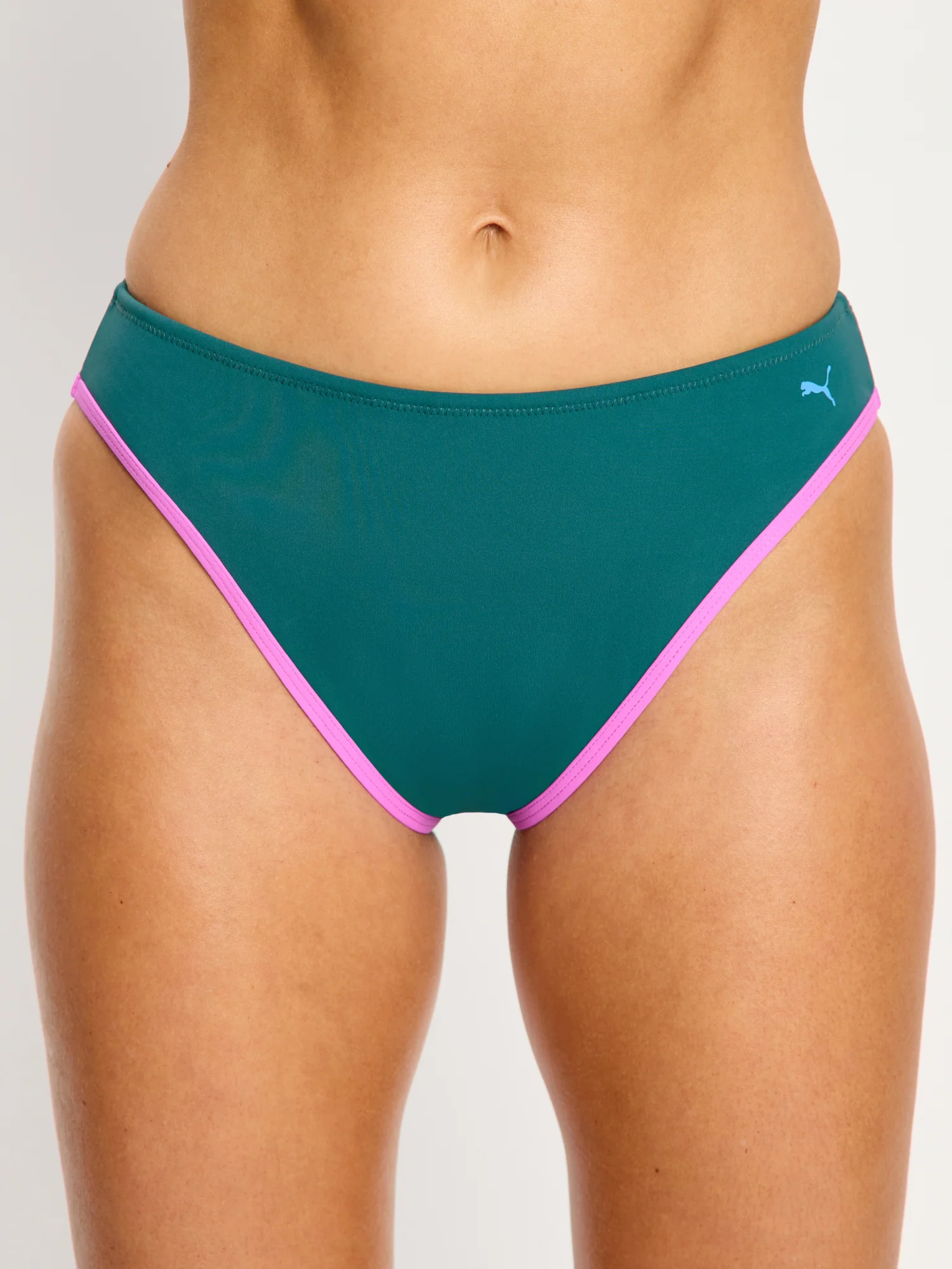 Puma X Modibodi Swimwear Hi-Leg Cheeky Bottom Super Emerald Ice - Image 4
