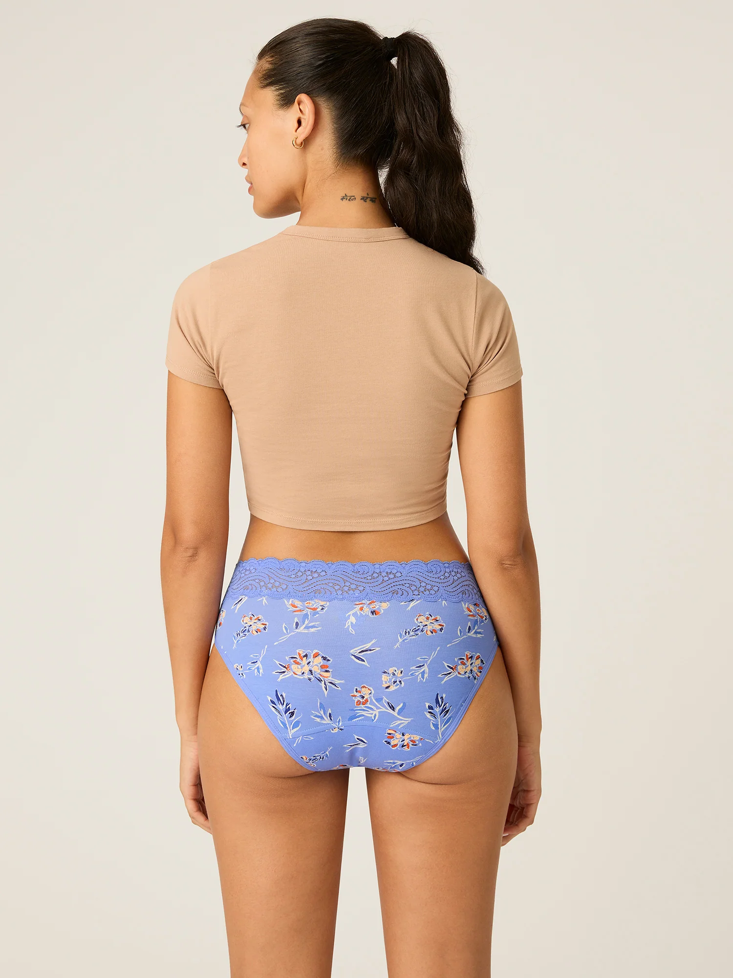 Sensual Hi Waist Bikini Moderate Bouquet Blue - Image 4