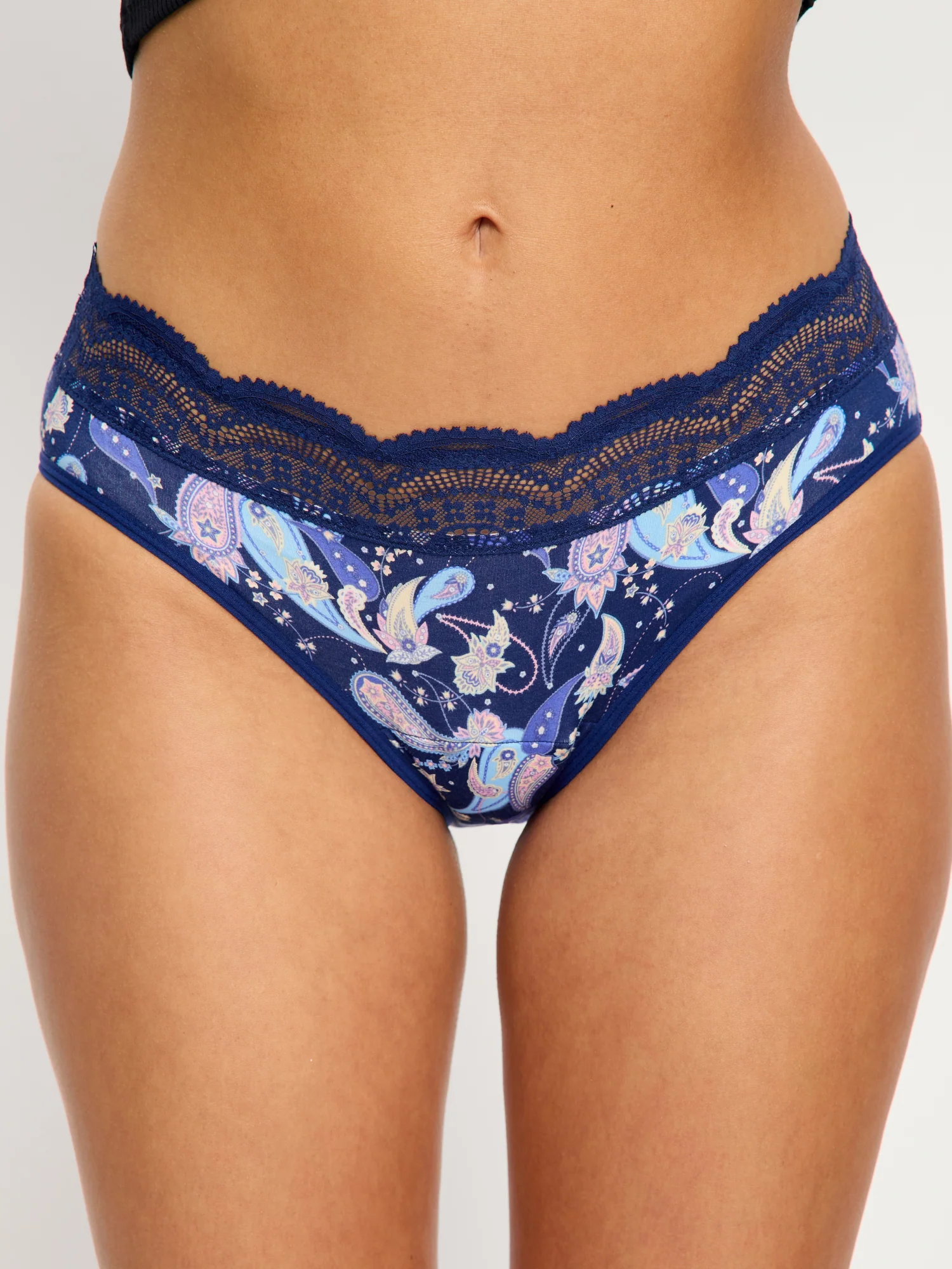 Sensual Hi Waist Bikini Moderate Opulent Paisley Navy - Image 4