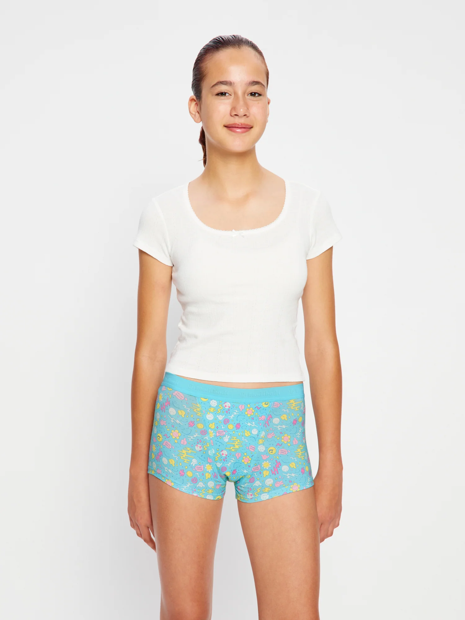 SmileyWorld® | Modibodi Teen Hipster Bikini and Hipster Boyshort 2 Pack Wonderlust Blue - Image 5