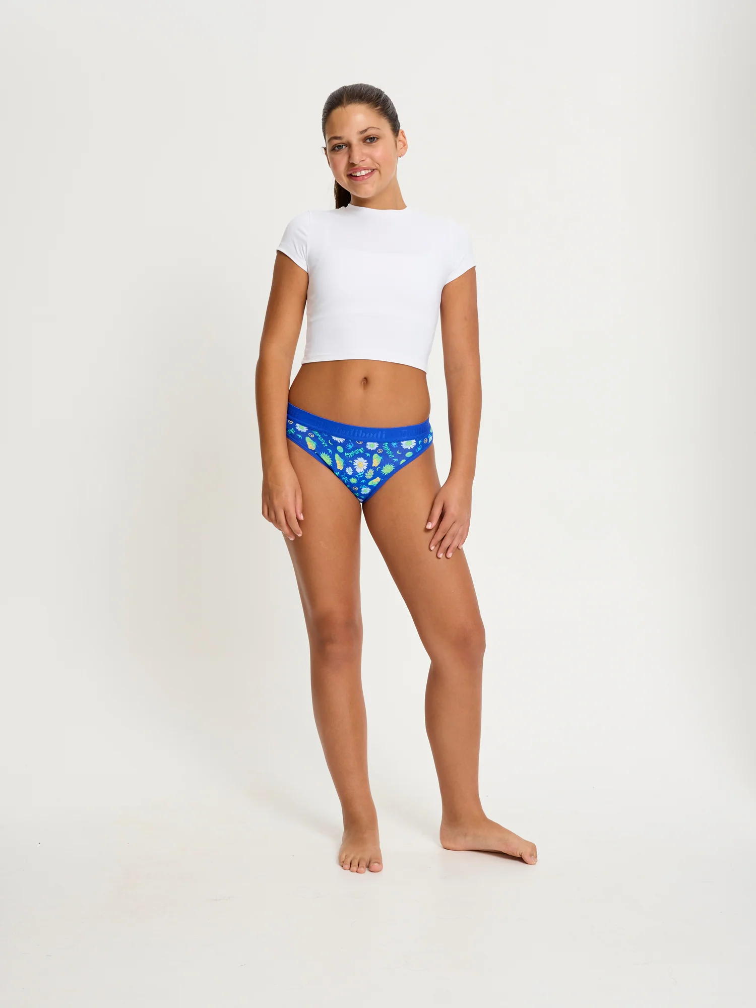 SmileyWorld® | Modibodi Teen Hipster Bikini Moderate Boho Botanical Blue - Image 3