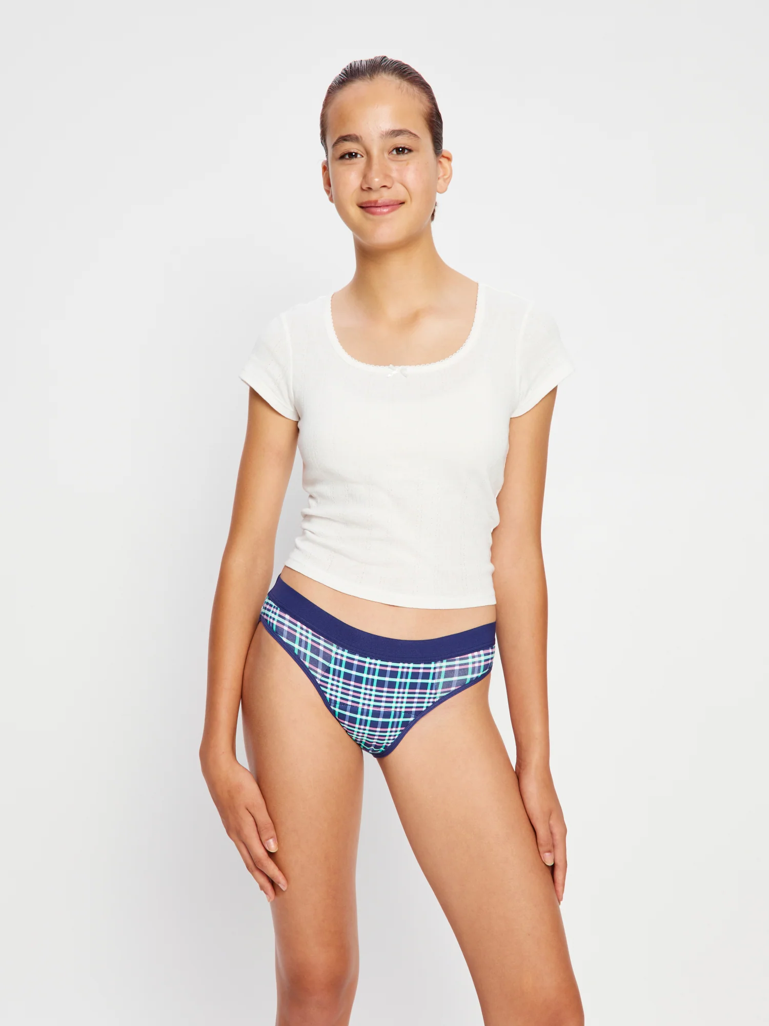 Teen Hipster Boyleg & Bikini Midnight Purple Check 2 Pack - Image 4