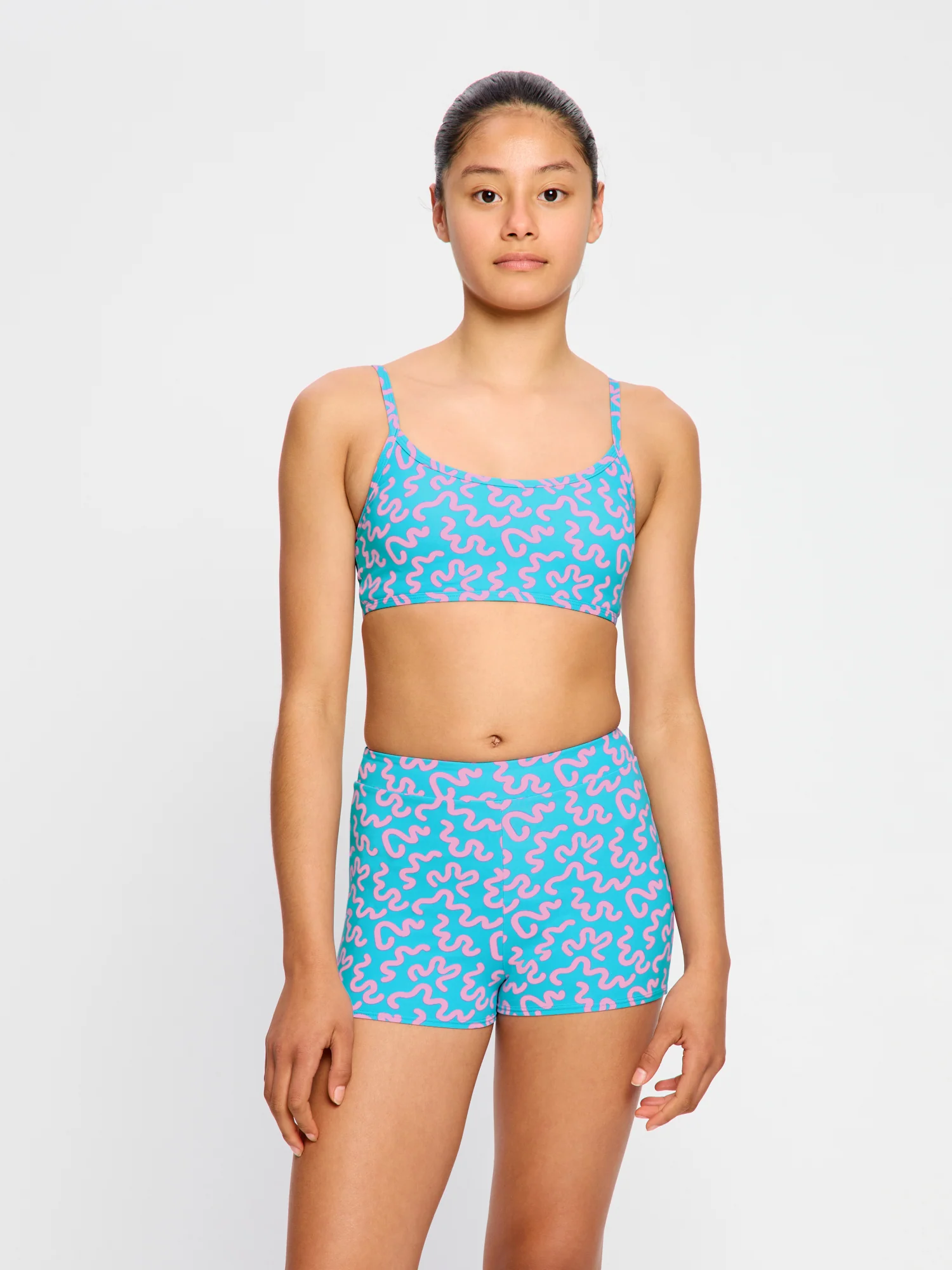 Teen Swimwear Adjustable Crop Top Wavy Blue - Image 4