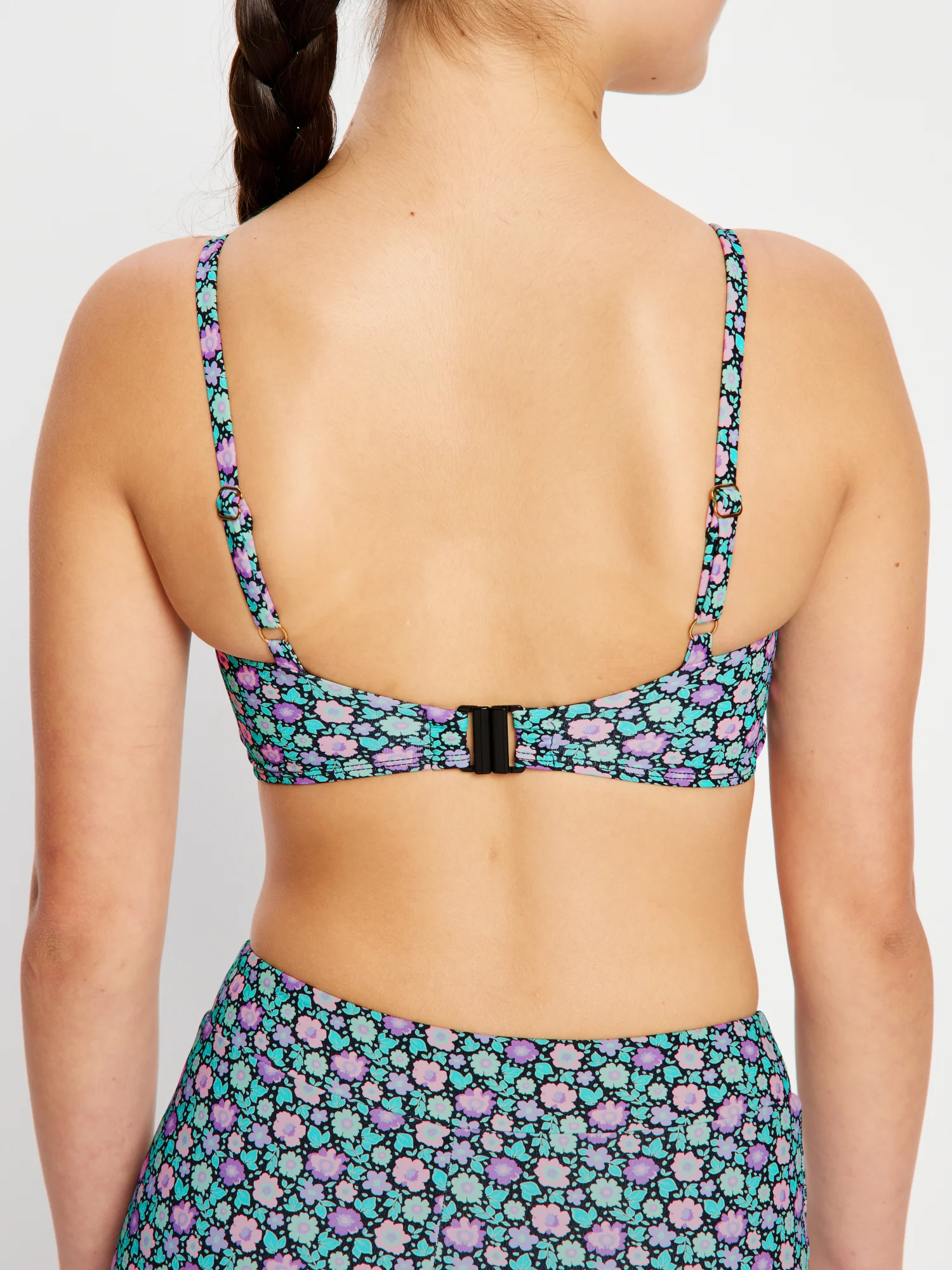 Teen Swimwear Bandeau Strap Crop Top & Hi Waist Short Luna Blossom Black - Image 5