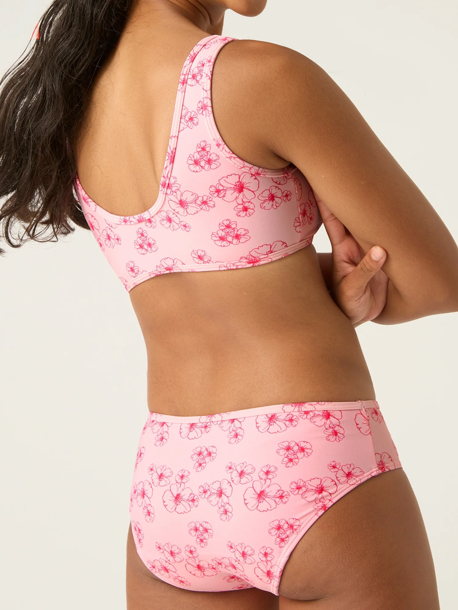 Teen Swimwear Bikini Brief Light Hibiscus Pink Print - Image 3