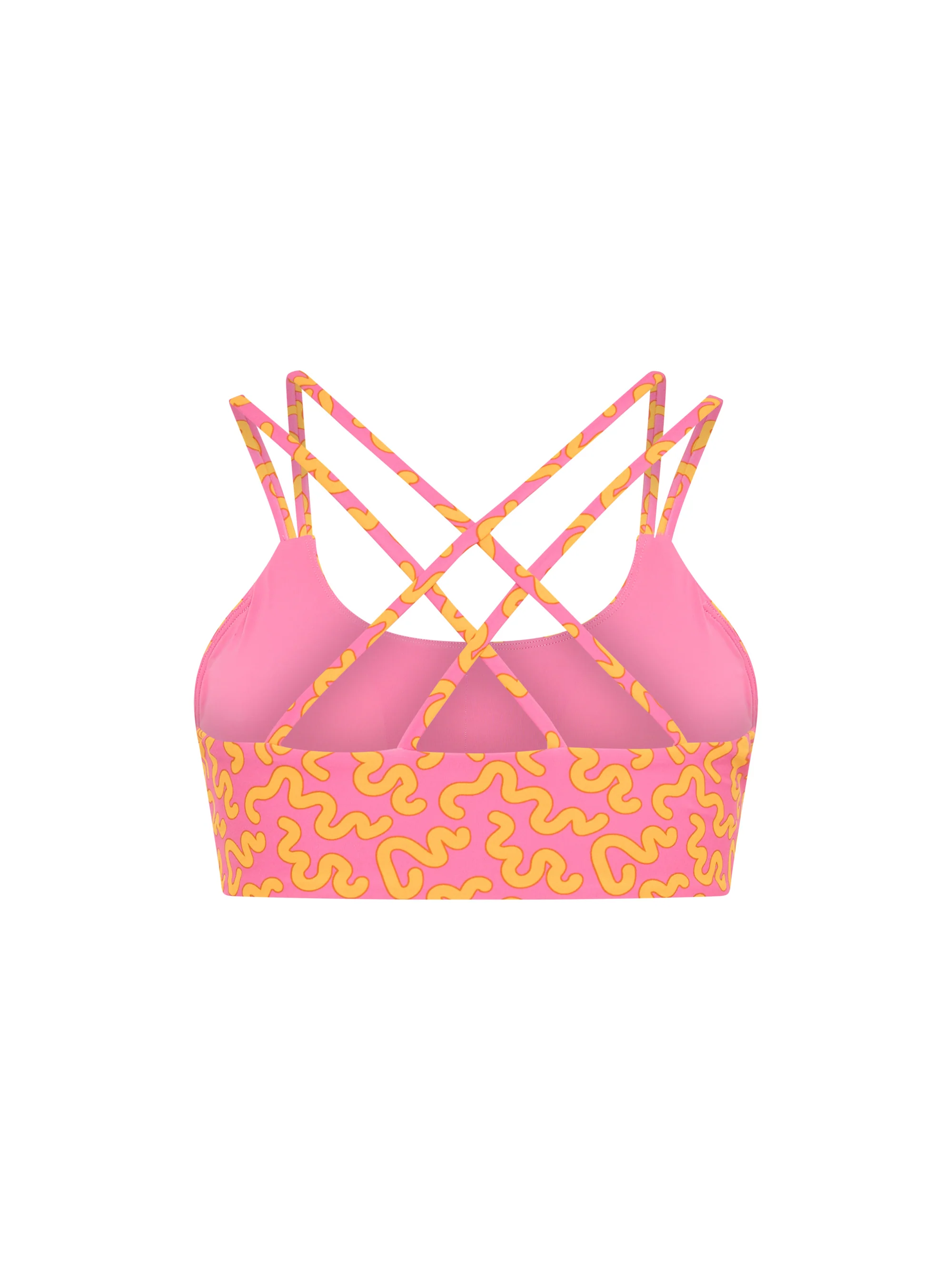 Teen Swimwear Cross Back Crop Top Wavy Pink - Image 6