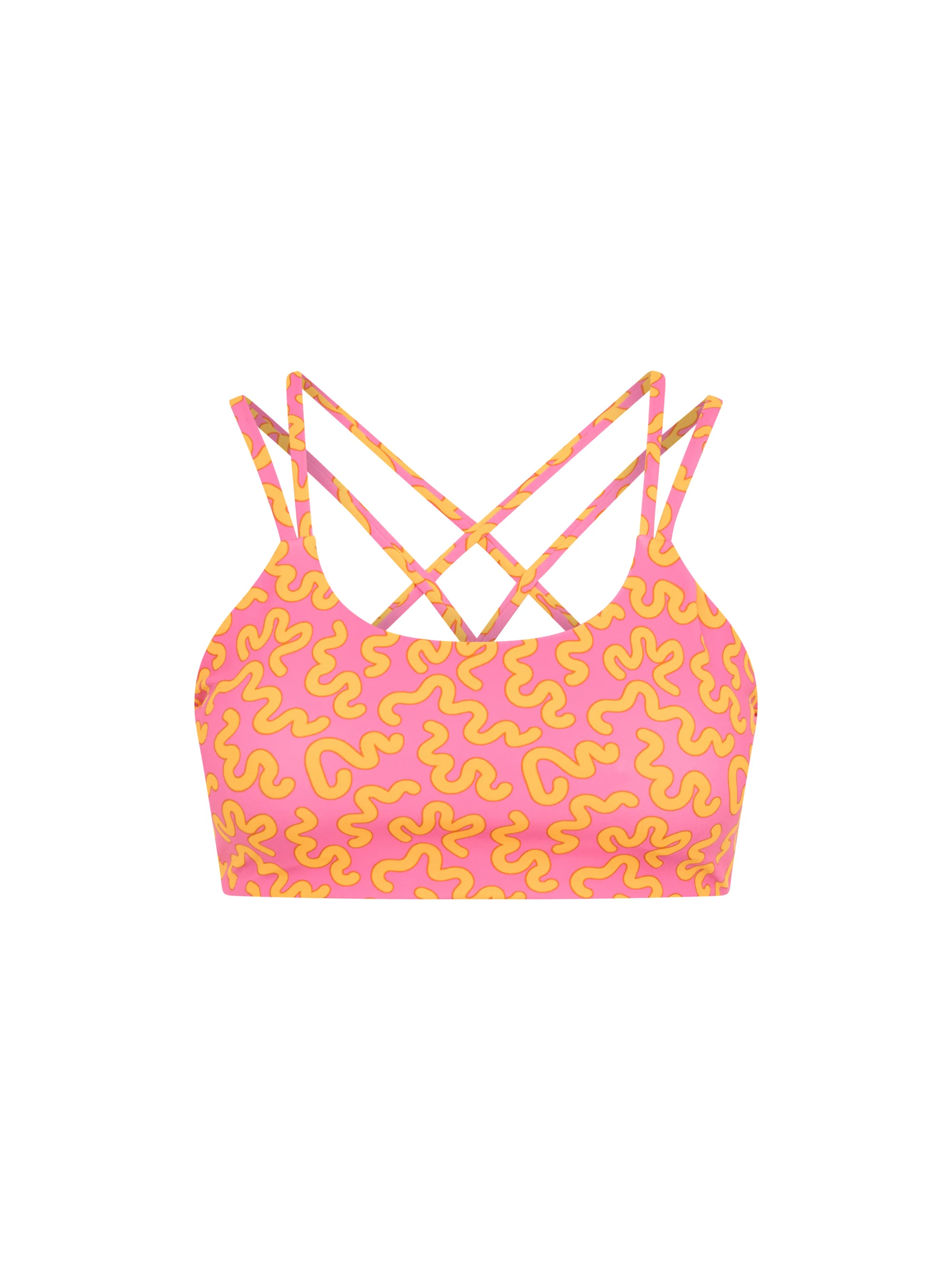 Teen Swimwear Cross Back Crop Top Wavy Pink - Image 7
