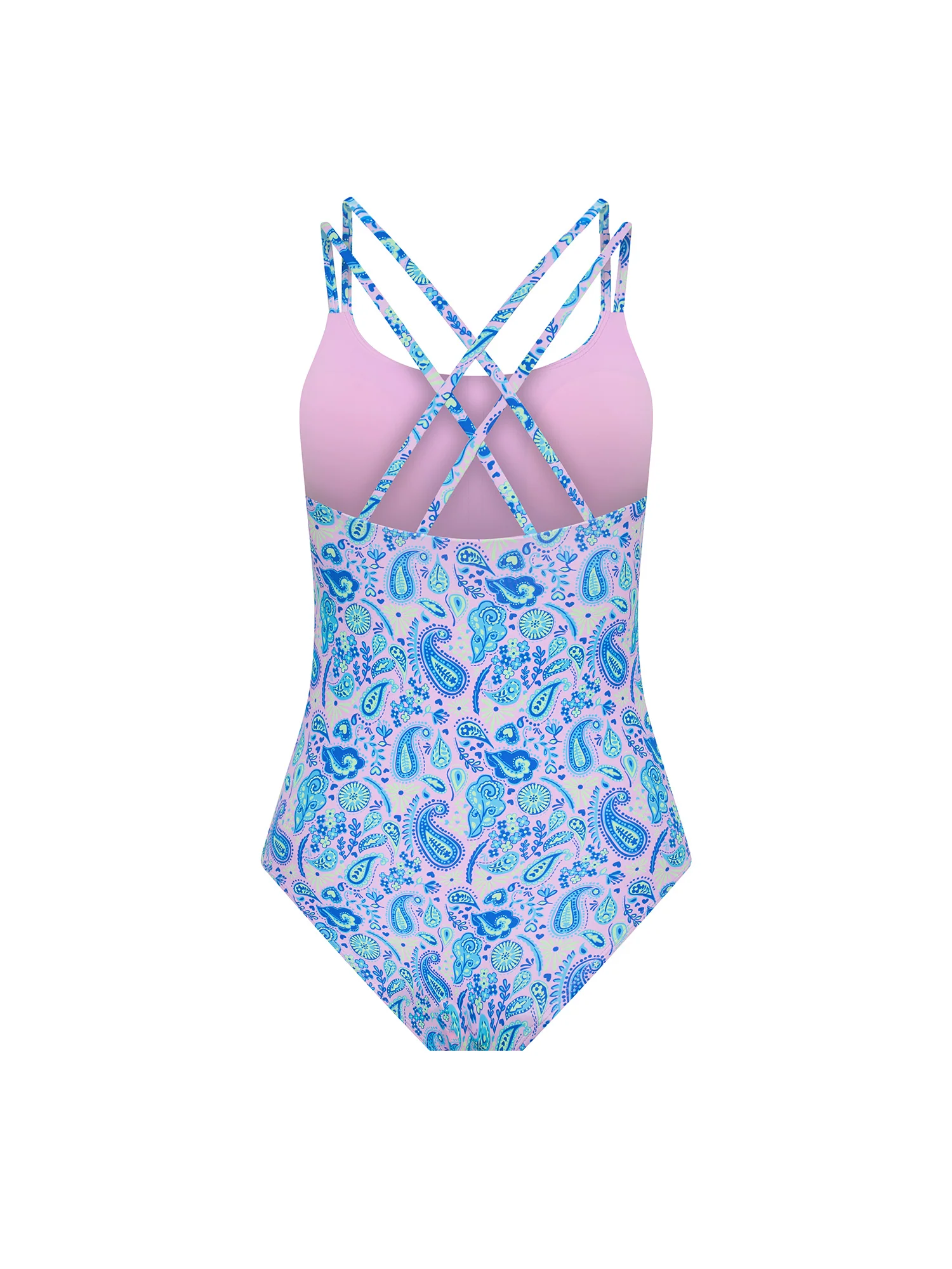 Teen Swimwear Cross Back One Piece Super Paisley Pink - Image 6