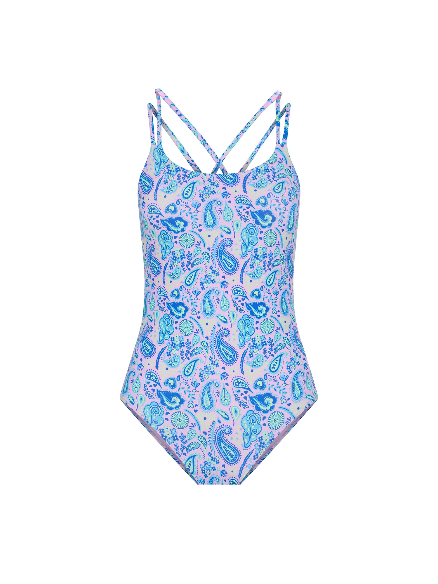 Teen Swimwear Cross Back One Piece Super Paisley Pink - Image 7