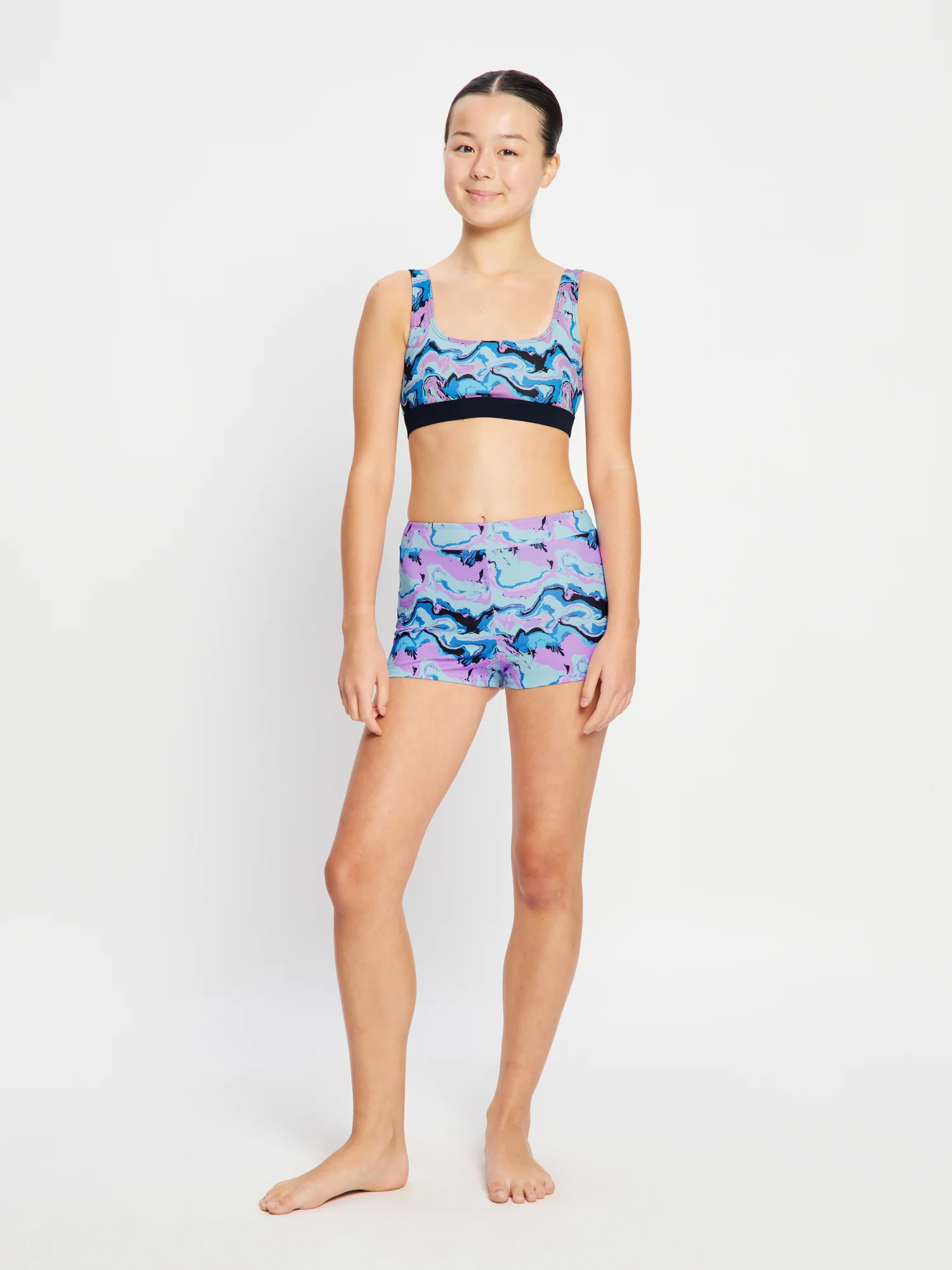 Teen Swimwear Performance Reversible Crop Top & Hi Waist Short Set - Image 4