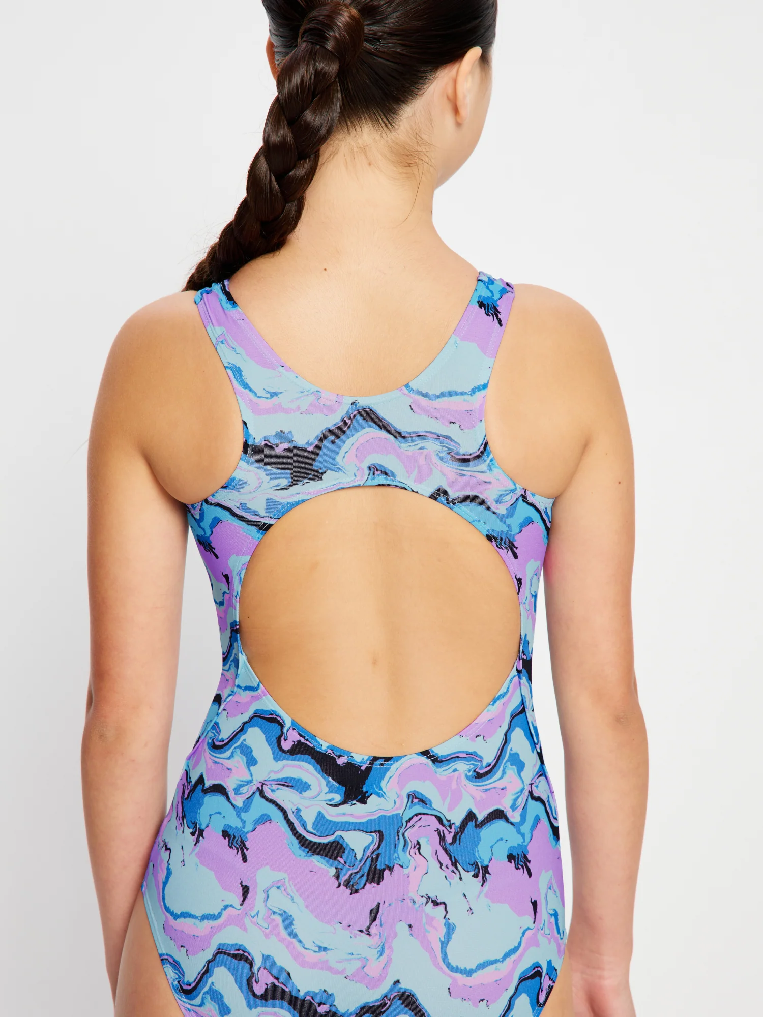 Teen Swimwear Performance Racerback One Piece Super Marble Blue - Image 2