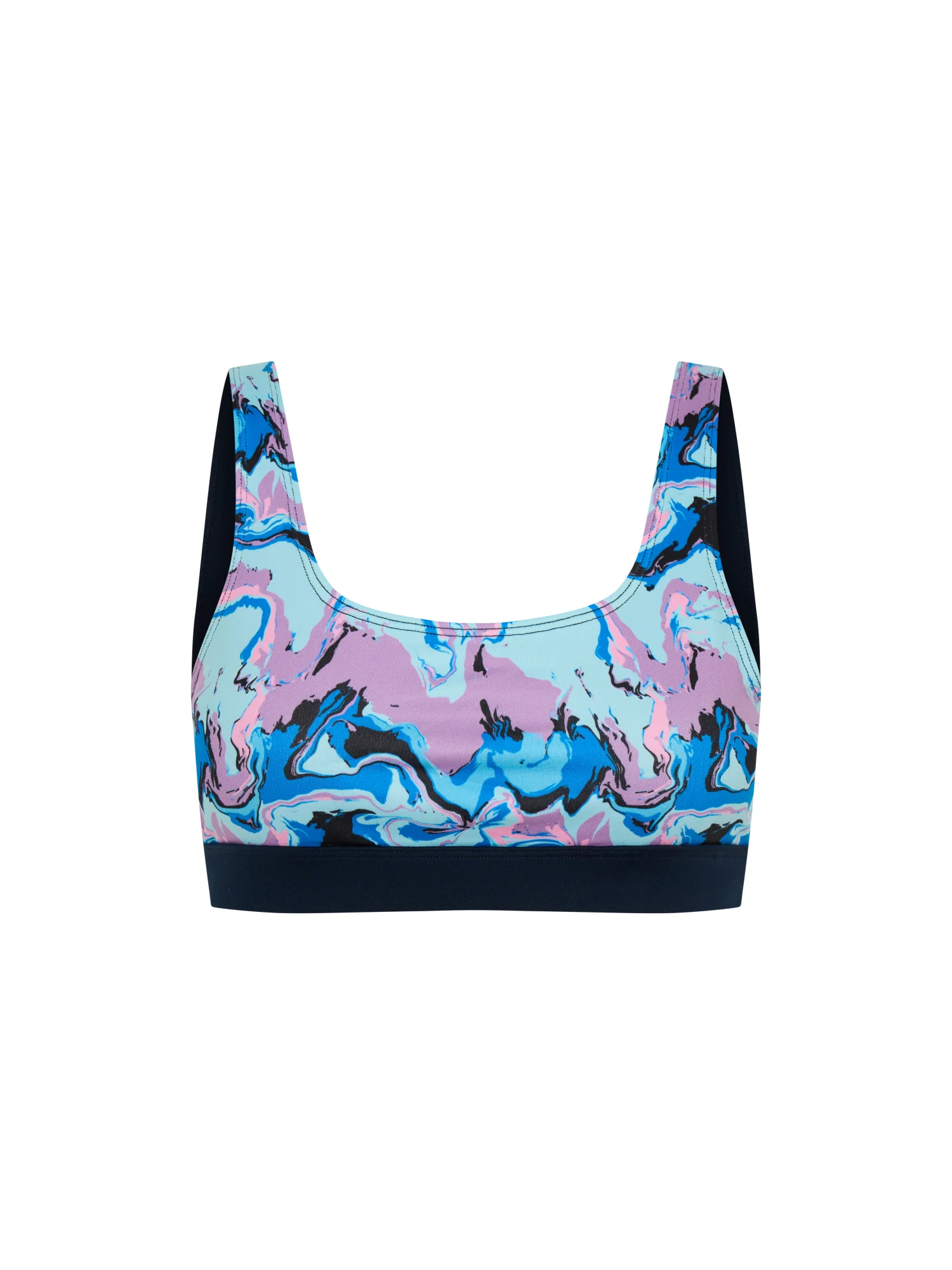 Teen Swimwear Performance Reversible Crop Top Marble Blue - Image 8