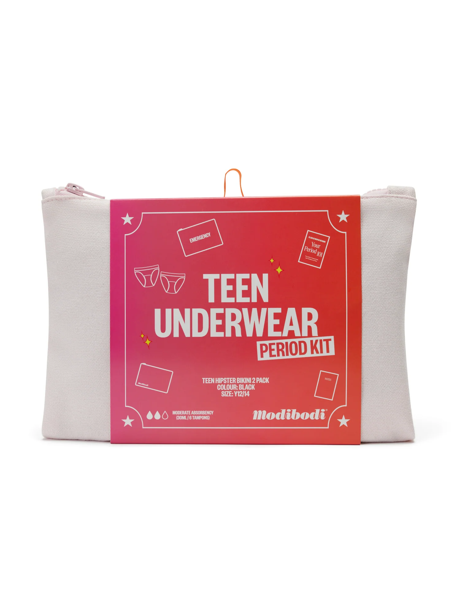 Teen Underwear Period Kit with 2 pack Hipster Bikini Moderate Black - Image 7