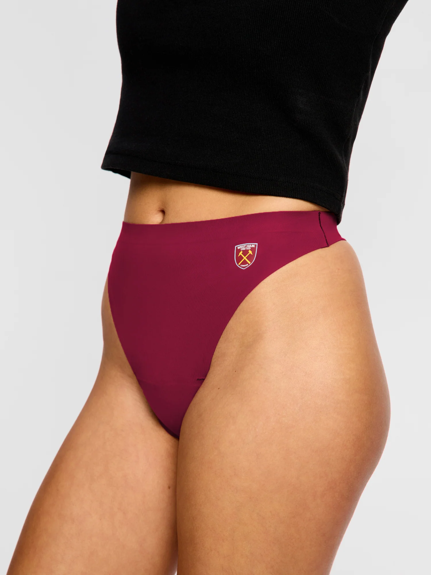 West Ham United Women X Modibodi Seamfree Hi Waist Thong Light Maroon - Image 3