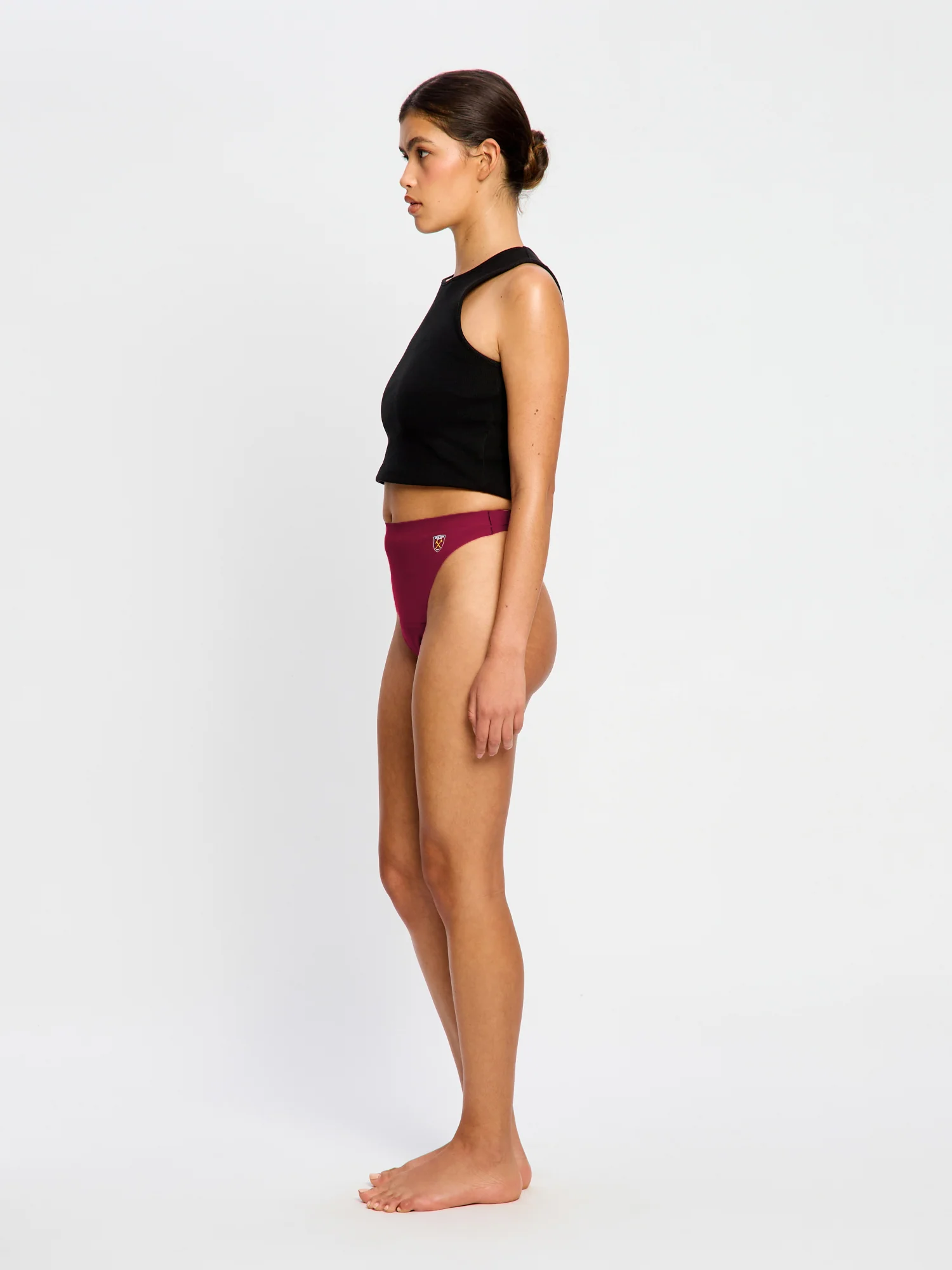 West Ham United Women X Modibodi Seamfree Hi Waist Thong Light Maroon - Image 6