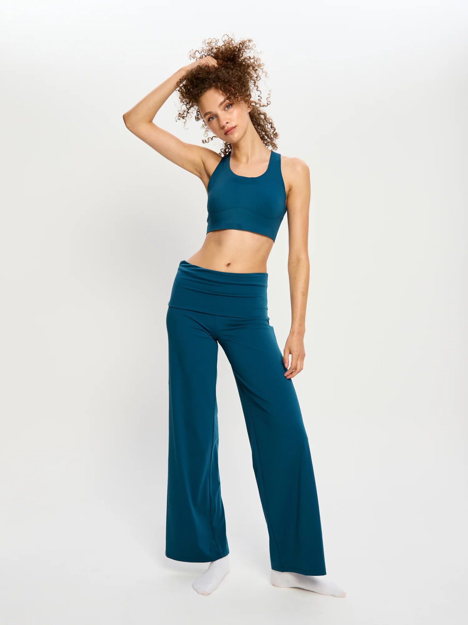 Wide Leg Lounge Pant Teale Blue - Image 5